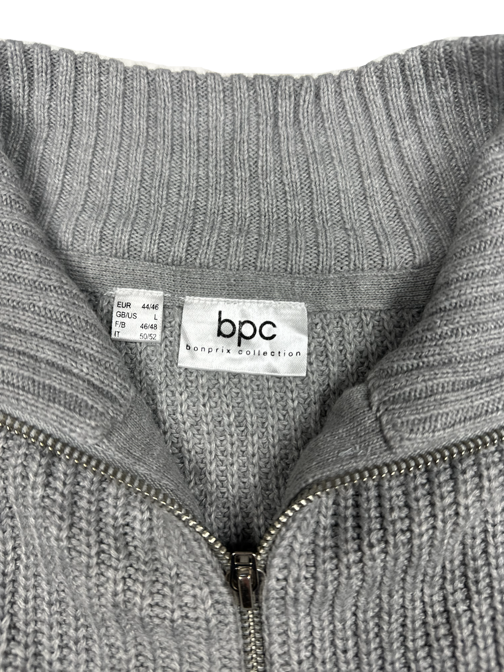 bonprix – Light Grey Zip Knit (EU 44/46)