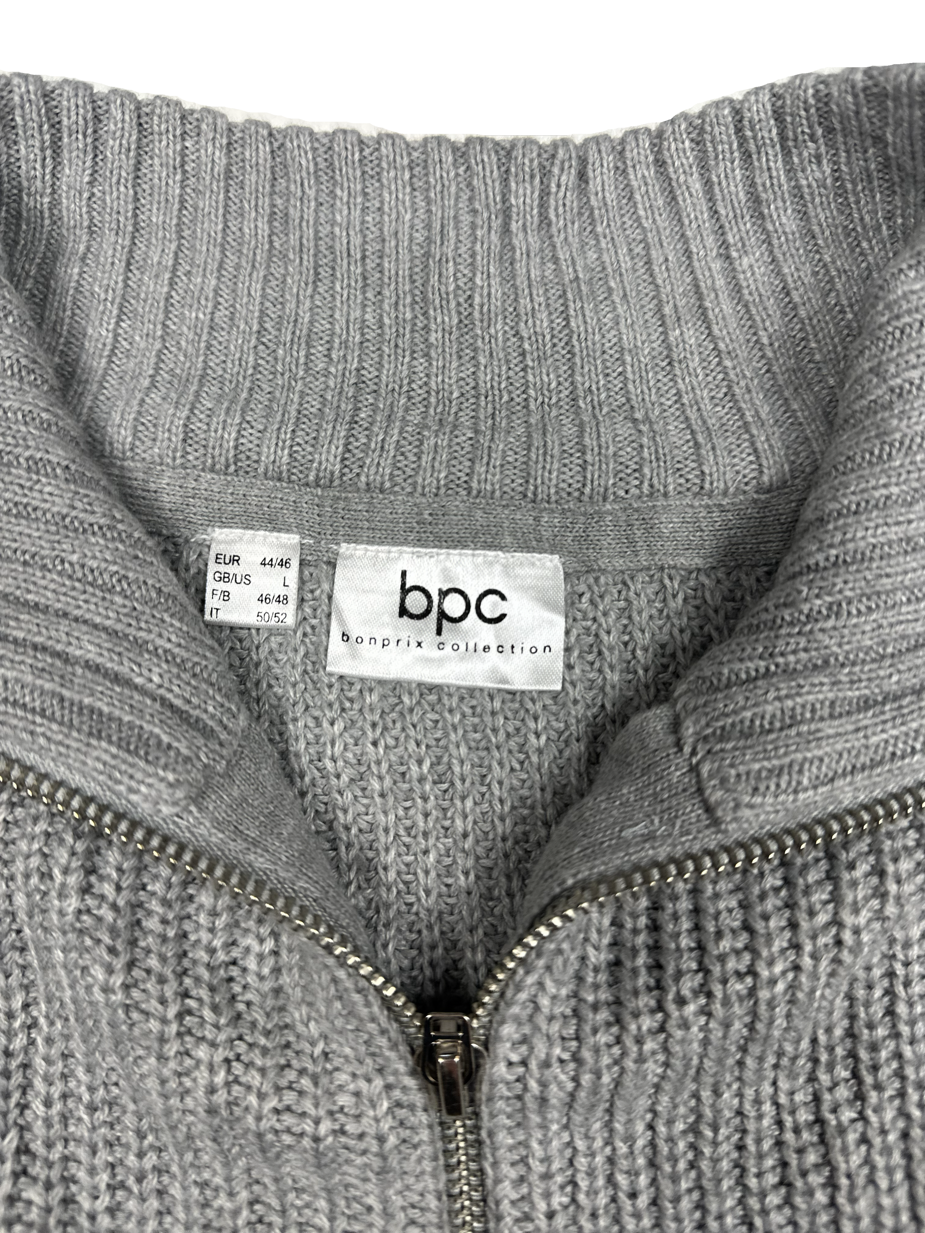 bonprix – Light Grey Zip Knit (EU 44/46)
