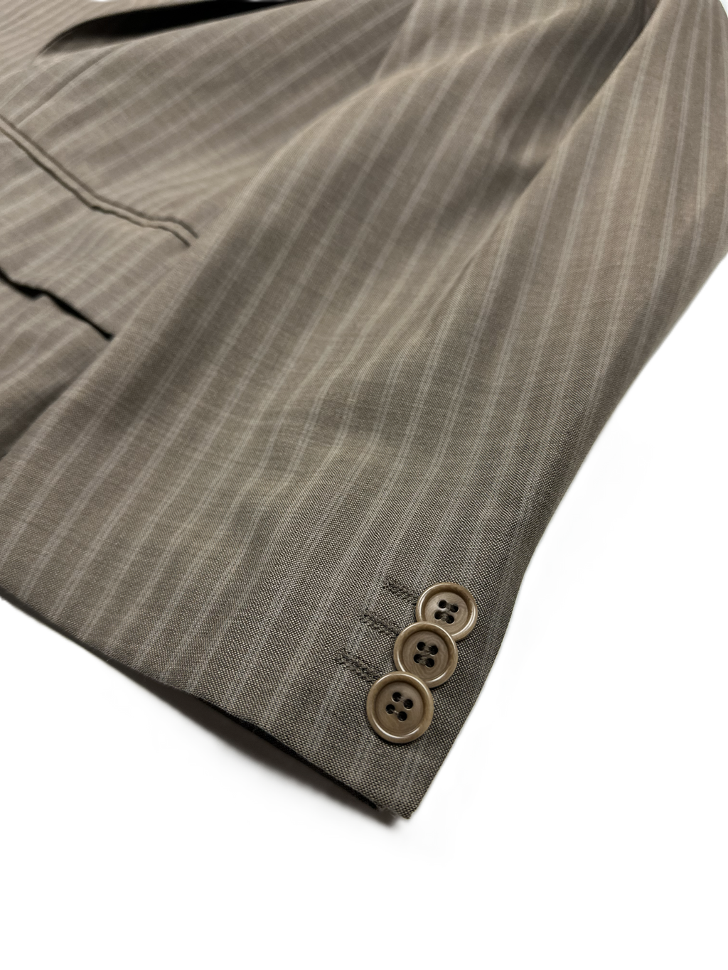 J. Philipp (Germany) – Sakko | Olive Wool Blend • Beige Stripes (EU 54 Short / 27)