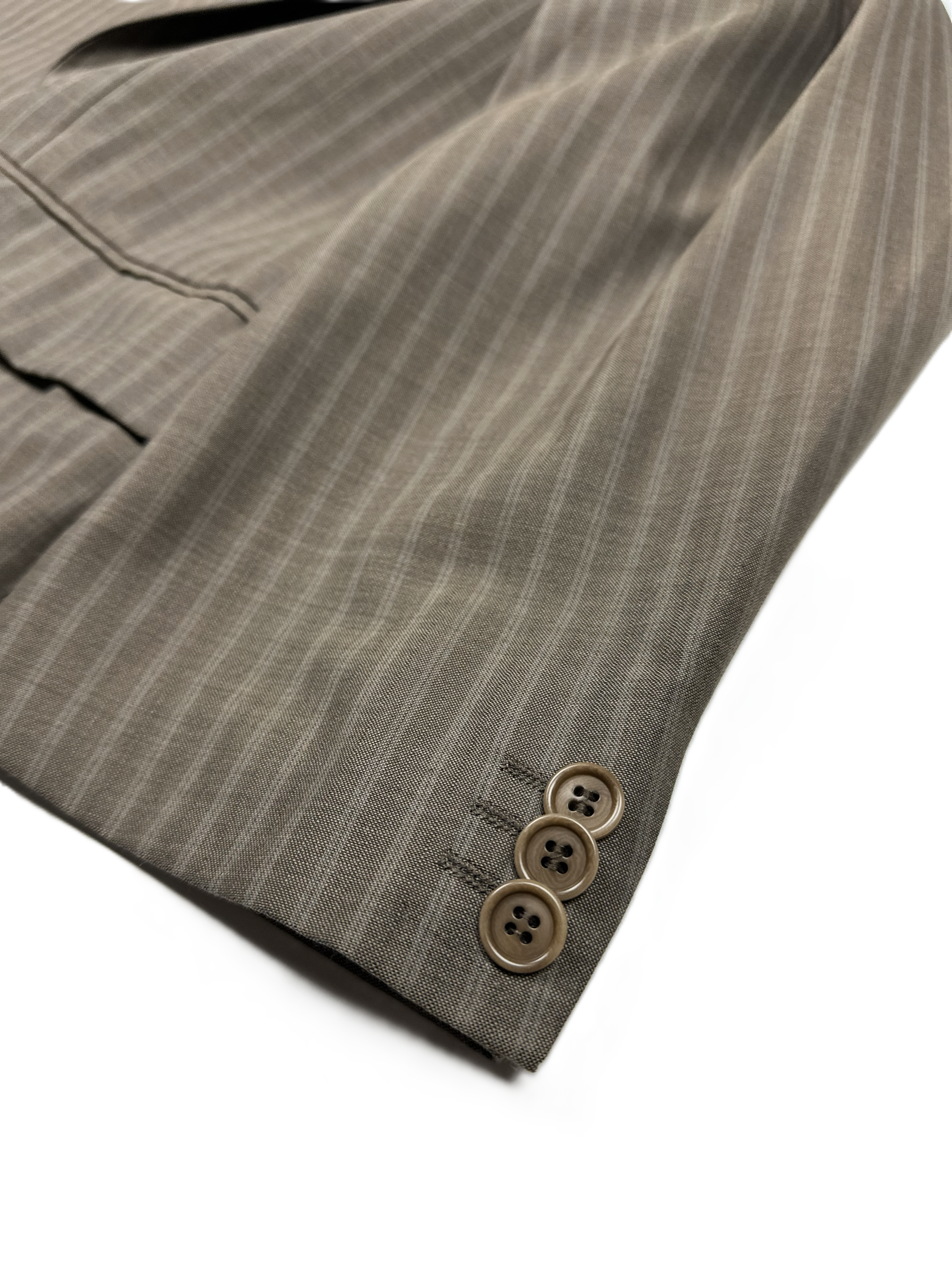 J. Philipp (Germany) – Sakko | Olive Wool Blend • Beige Stripes (EU 54 Short / 27)