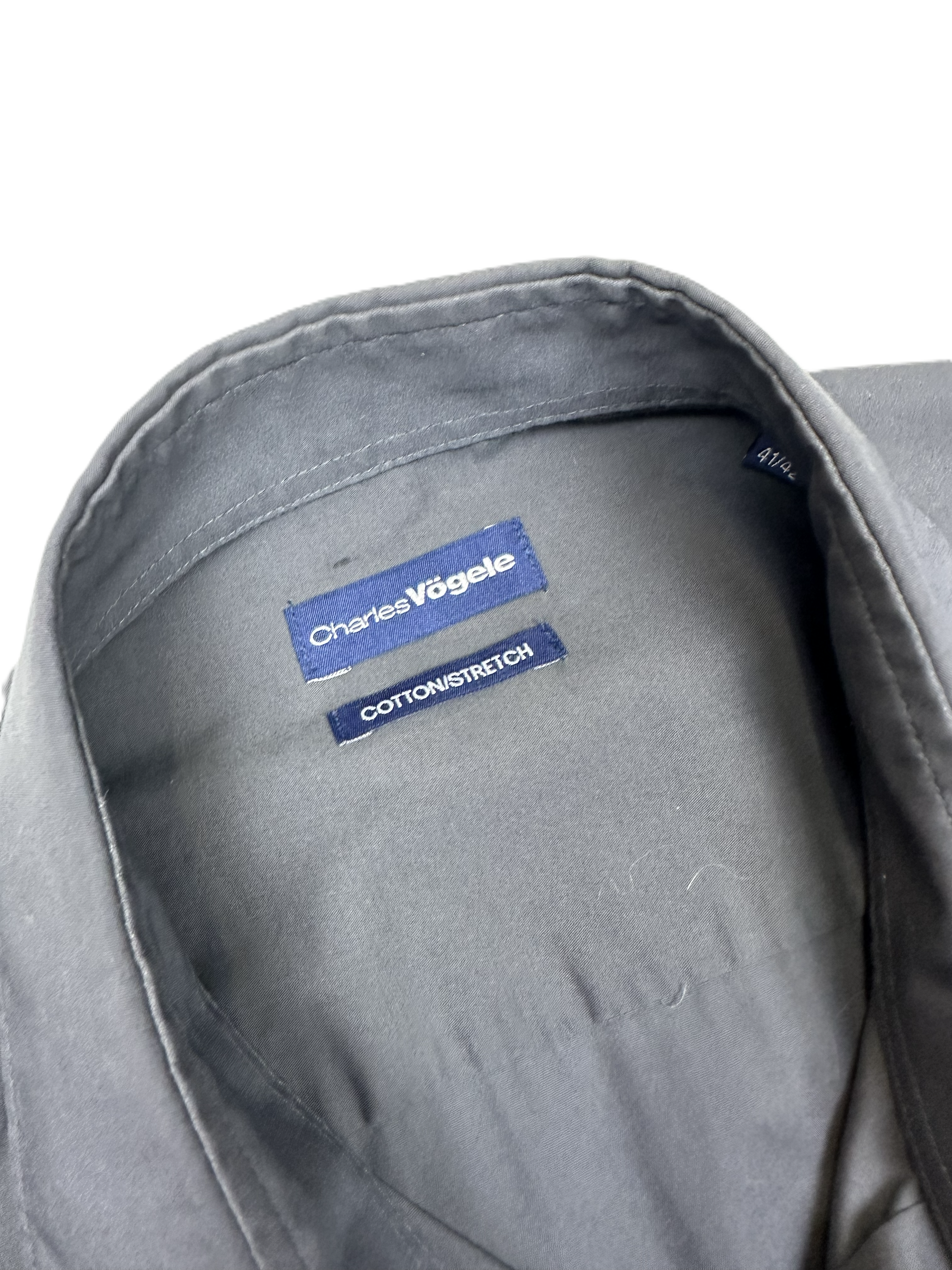 Charles Vögele – Shirt | Dark Grey Cotton Stretch (41/42)