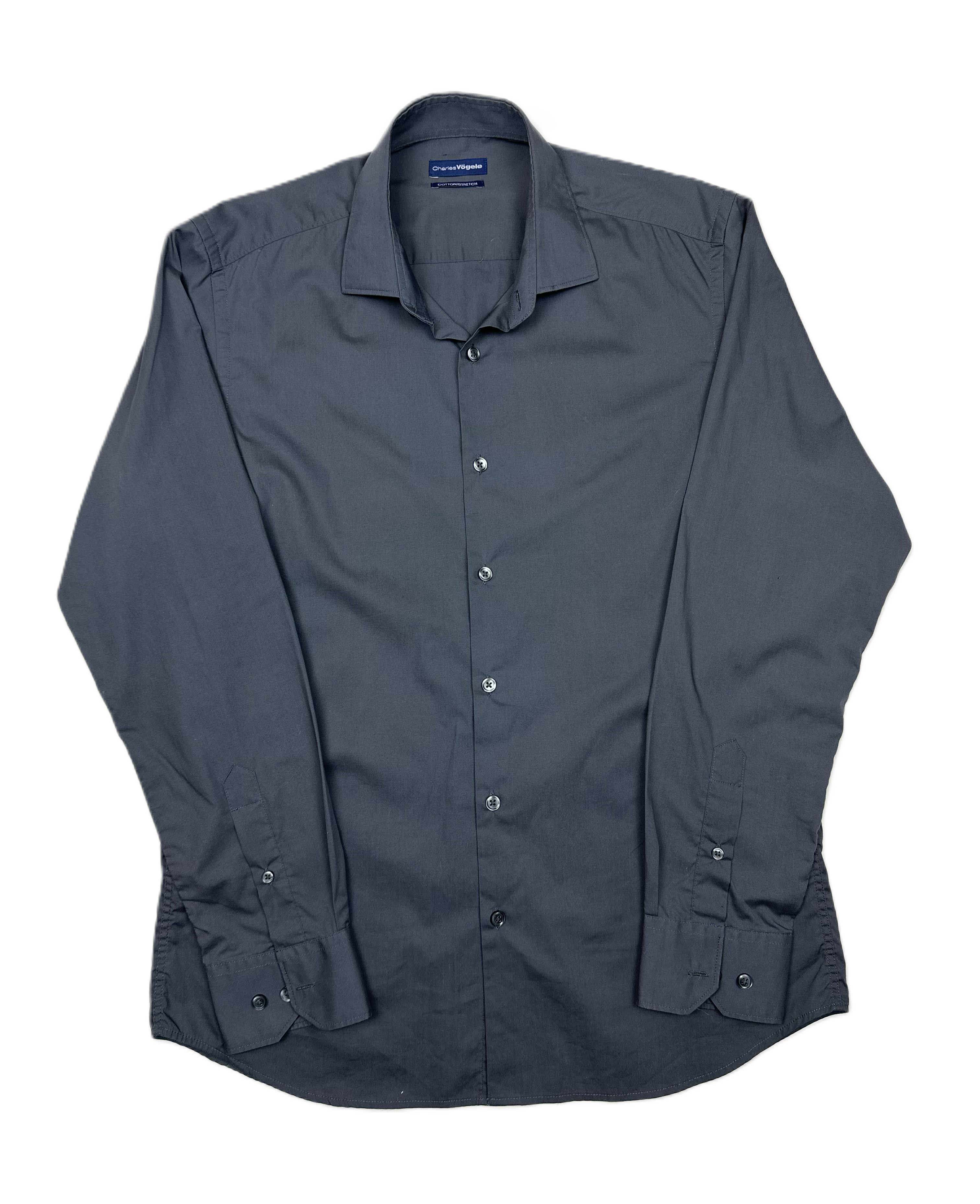 Charles Vögele – Shirt | Dark Grey Cotton Stretch (41/42)