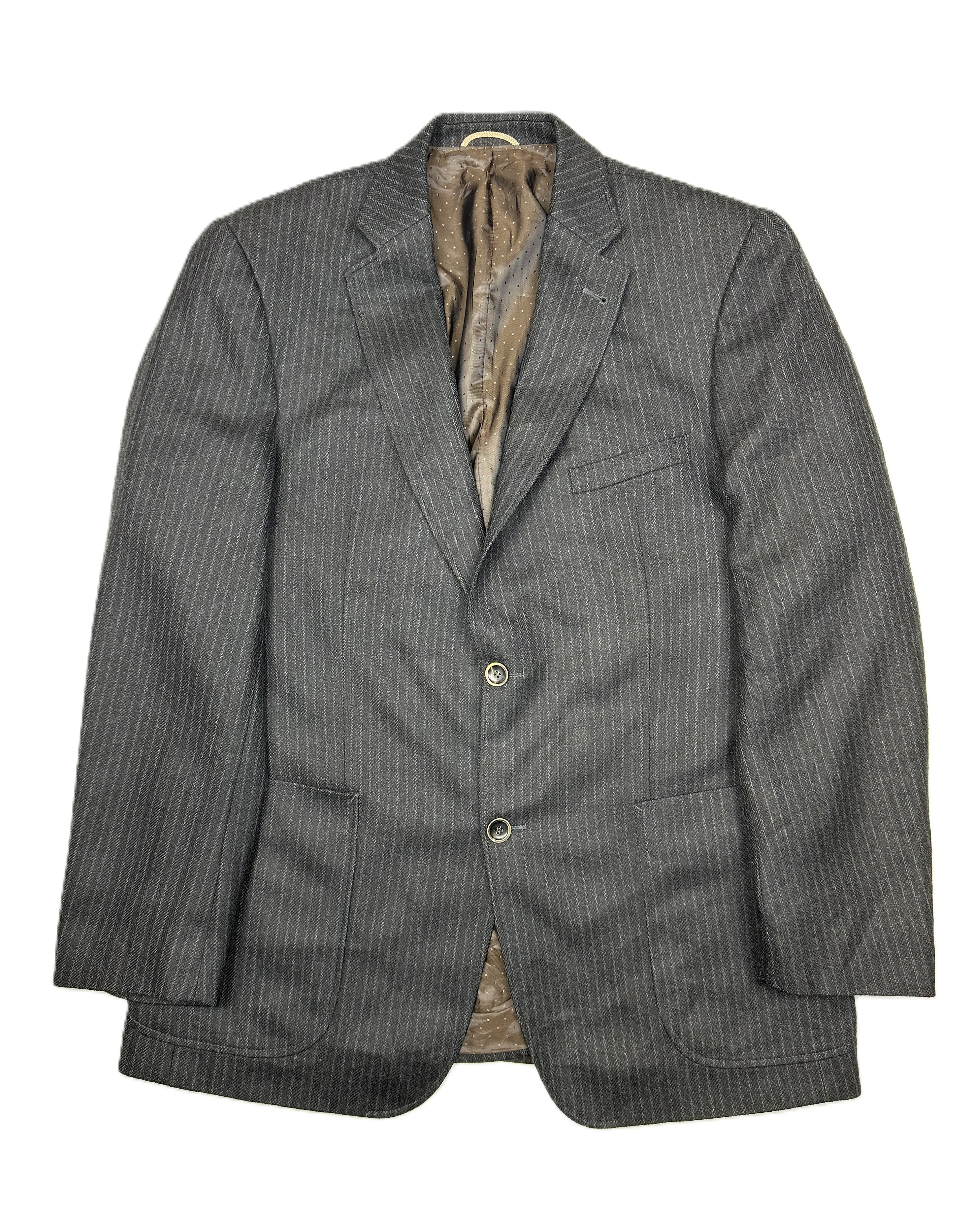 Mario Barutti – Sakko | Black Striped Wool-Cashmere (EU 46)