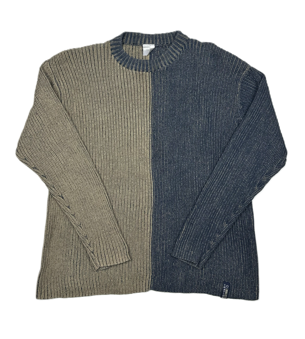 Nation – Knit | Beige & Blue Cotton (L)