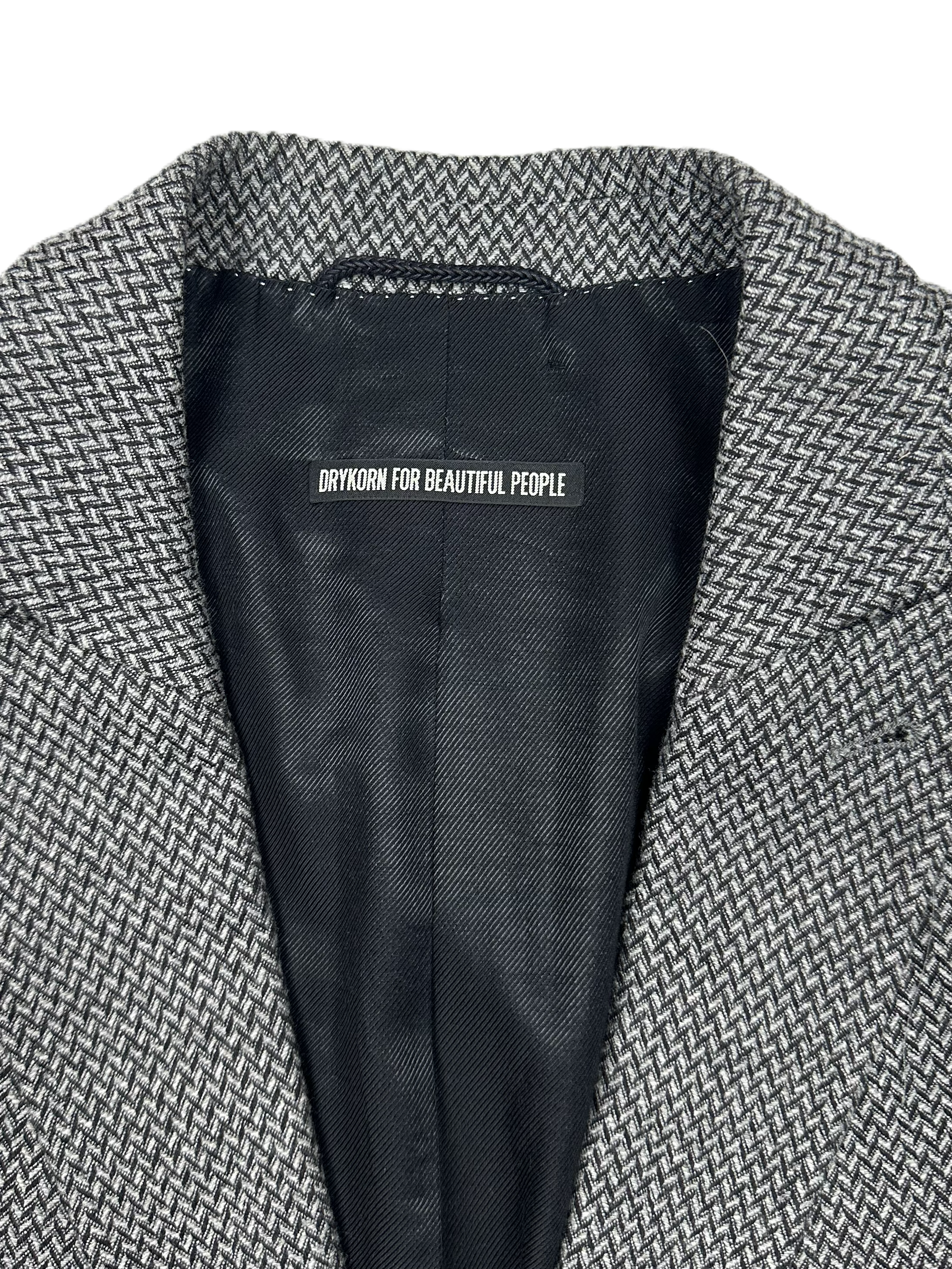 Drykorn – Blazer | Light Grey Patterned Wool Blend (EU 48)