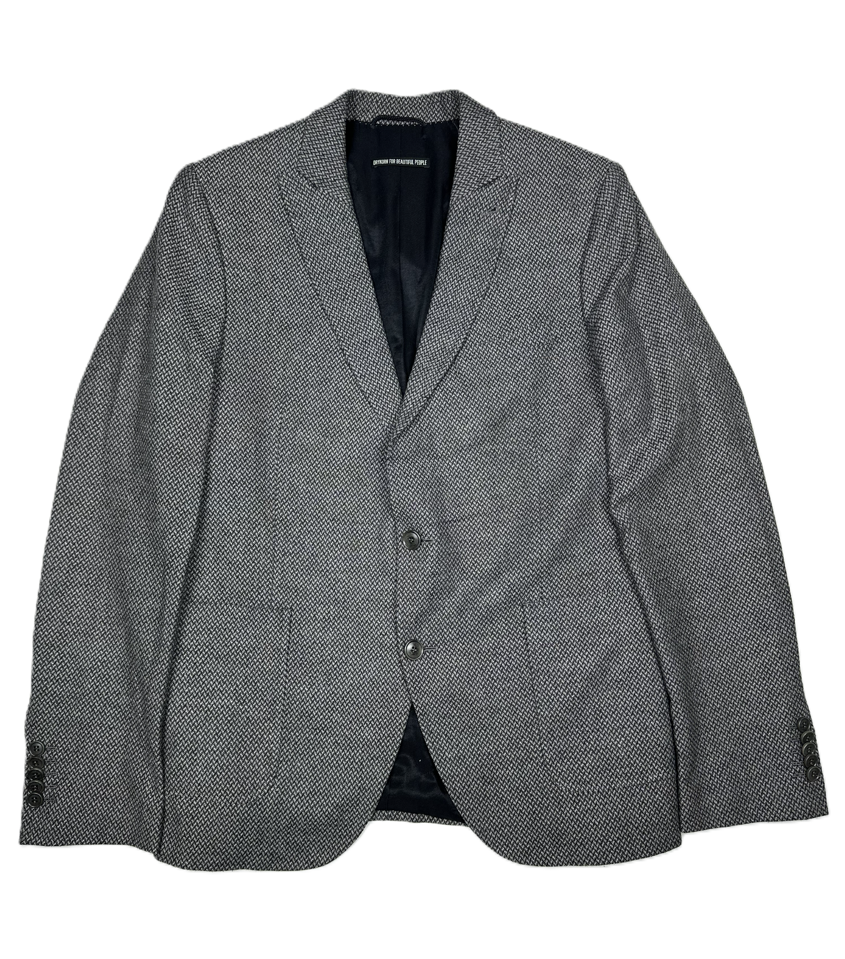 Drykorn – Blazer | Light Grey Patterned Wool Blend (EU 48)