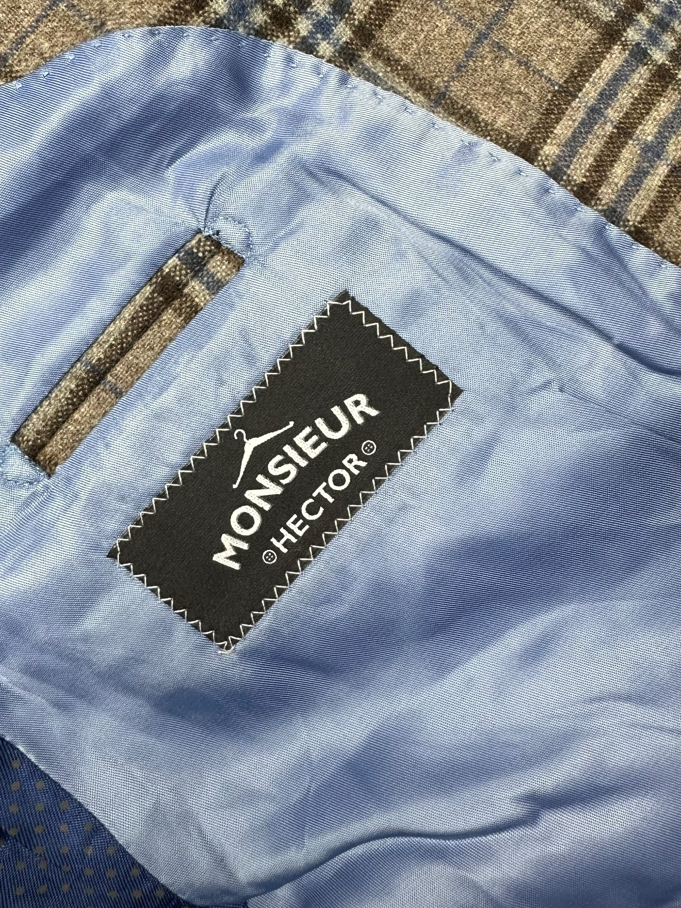 Monsieur Hector – Sakko | Light Brown Patterned Wool Blend (EU 44)