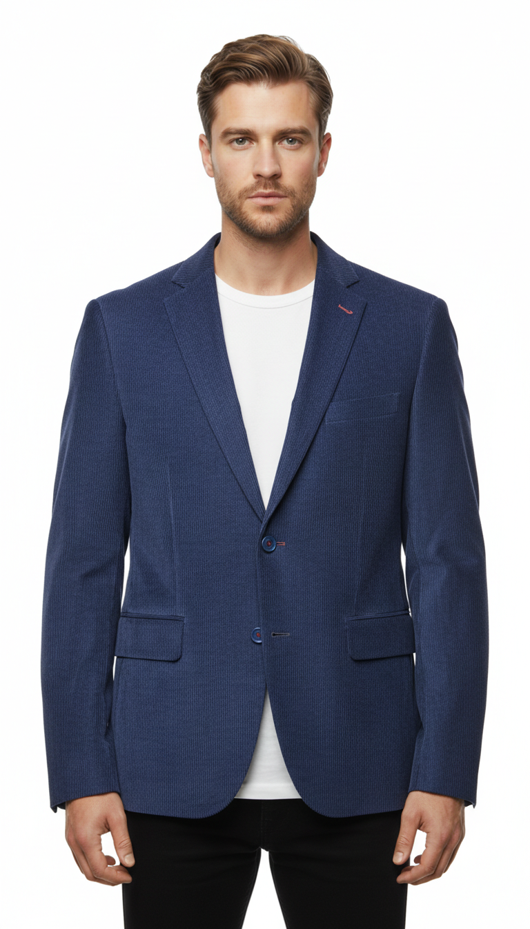 Sakko | Dark Blue Ribbed Texture (EU 50)