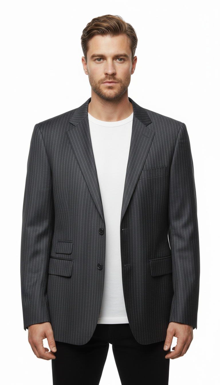 Brixon – Sakko | Black Striped Wool (EU 50)