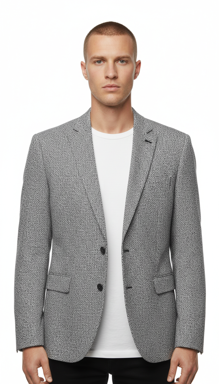 Drykorn – Blazer | Light Grey Patterned Wool Blend (EU 48)