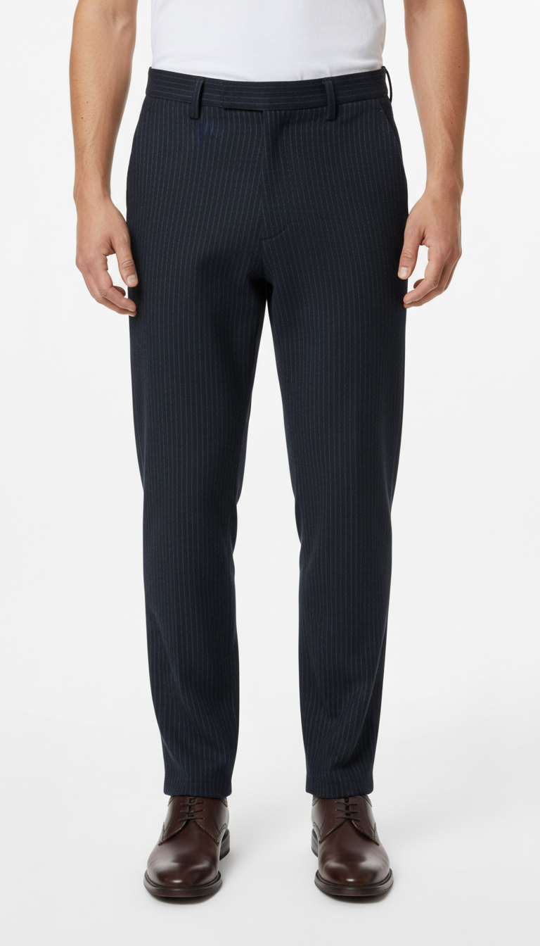 H&M – Suit Trousers | Black Pinstripe (EU 48 / M)