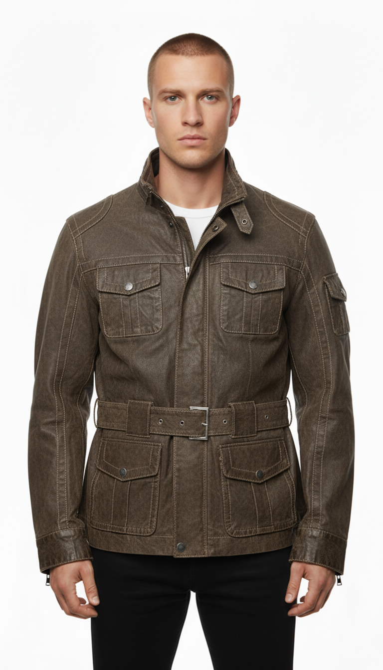 Human Nature – Leather Jacket | Brown Tailored Fit (XS)