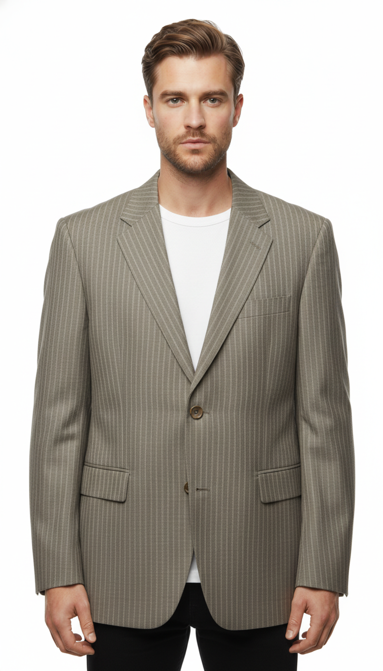 J. Philipp (Germany) – Sakko | Olive Wool Blend • Beige Stripes (EU 54 Short / 27)