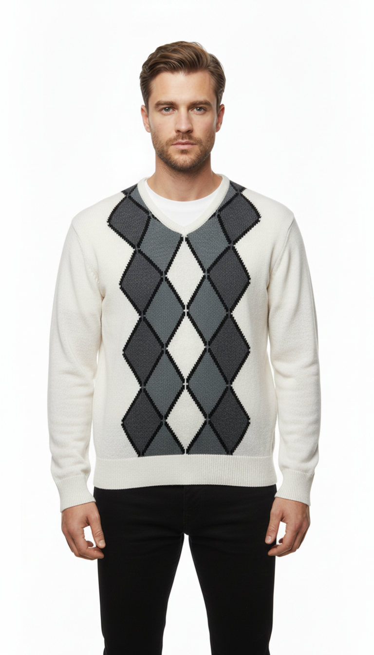 J. Lindeberg – Knit | Cream Argyle Modal Blend (M, fits L)