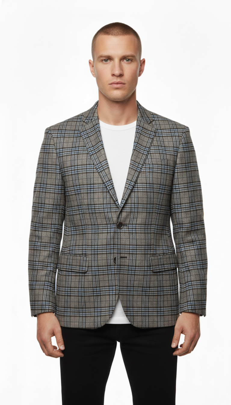 Monsieur Hector – Sakko | Light Brown Patterned Wool Blend (EU 44)