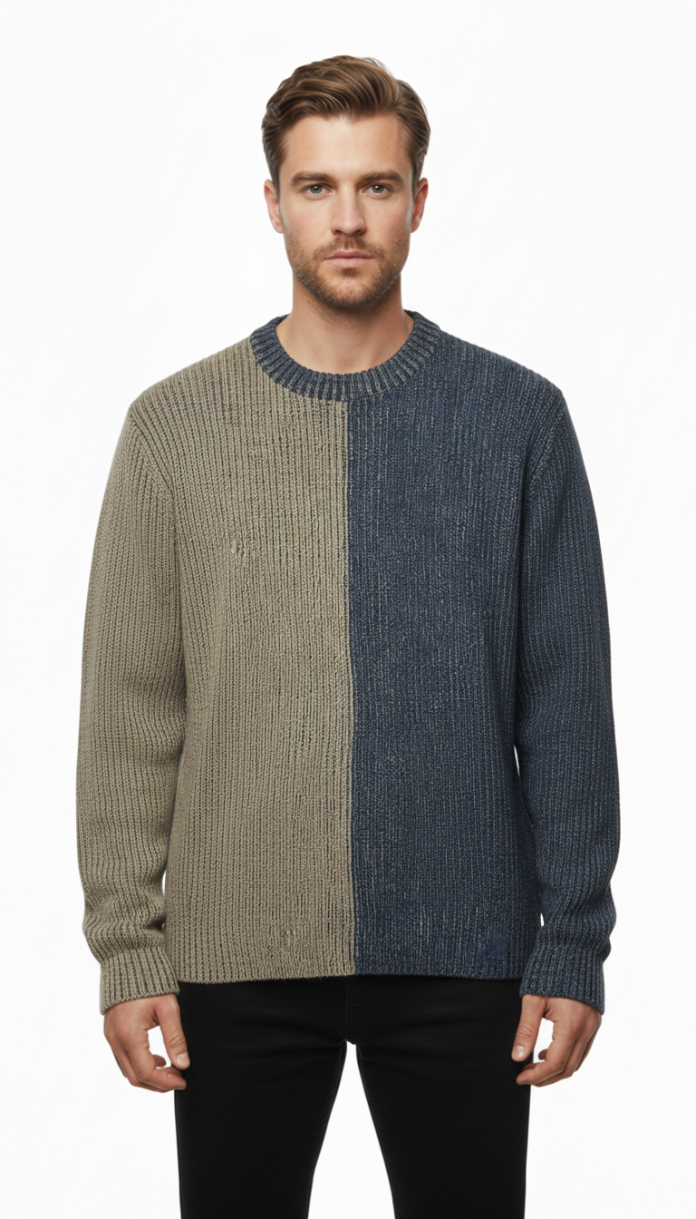 Nation – Knit | Beige & Blue Cotton (L)