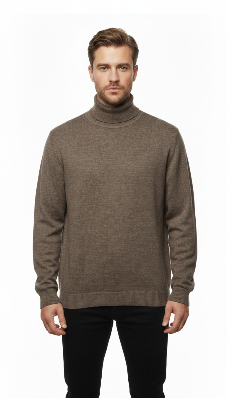 157 – Rollneck Knit | Beige Merino Blend (L)