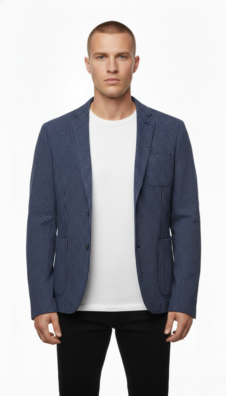 Blue Industry – Sakko | Blue Patterned Cotton Blend (EU 48)