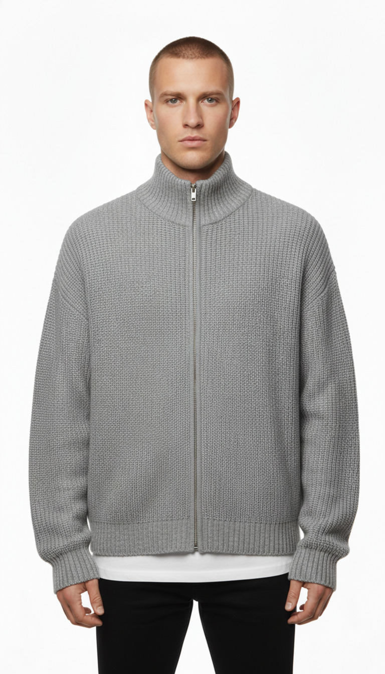 bonprix – Light Grey Zip Knit (EU 44/46)