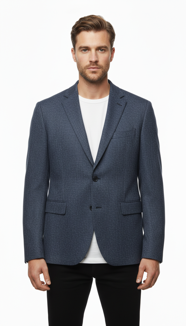 Carl Gross – Sakko | Dark Blue Wool-Silk Blend (EU 54 Short / 27)
